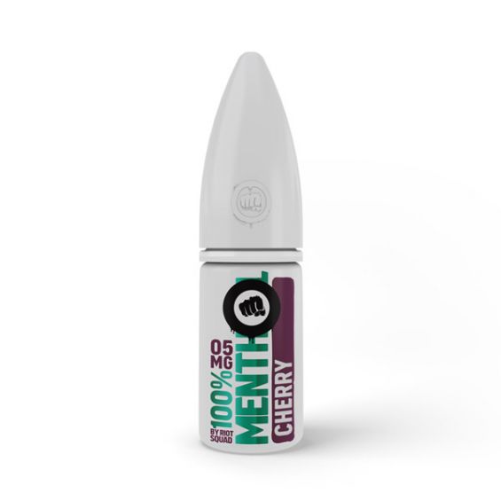 Riot Squad E-Liquids 100% Menthol 10ml Hybrid Nic Salts 20mg / Menthol Cherry On White Background