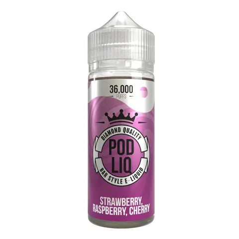 riot squad pod liq shortfill strawberry raspberry cherry on white background