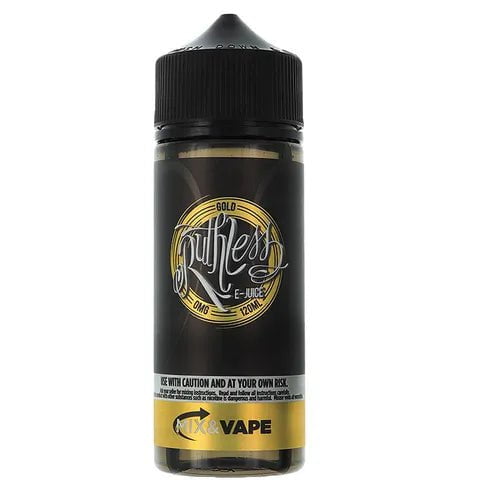 Ruthless 100ml Shortfill E-Liquids Gold On White Background