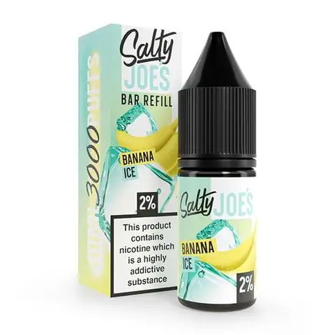 Salty Joe's Bar Refill E-Liquids Banana Ice / 10mg On White Background