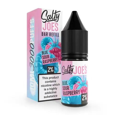 Salty Joe's Bar Refill E-Liquids Blue Sour Raspberry / 10mg On White Background