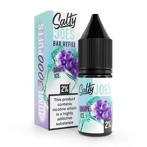 Salty Joe's Bar Refill E-Liquids Grape Ice / 10mg On White Background