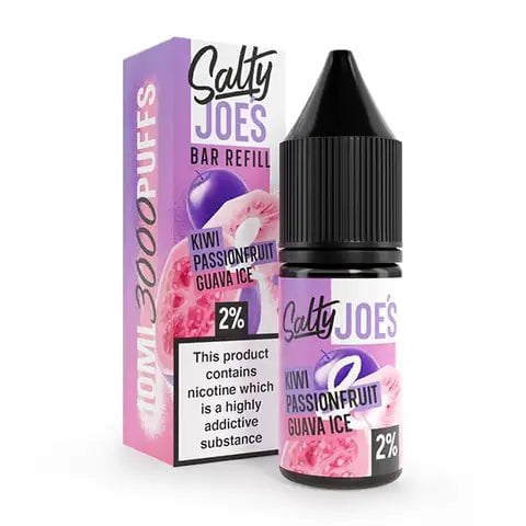 Salty Joe's Bar Refill E-Liquids Kiwi Passionfruit Guava Ice / 10mg On White Background