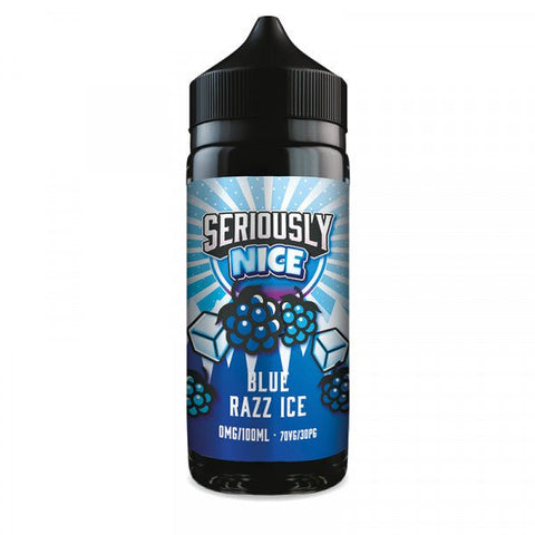 Seriously Nice 100ml Shortfill E-Liquid by Doozy Vape Co Blue Razz Ice On White Background