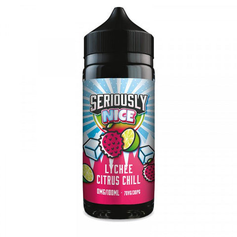 Seriously Nice 100ml Shortfill E-Liquid by Doozy Vape Co Lychee Citrus Chill On White Background