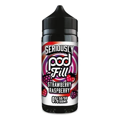 seriously podfill 100ml strawberry raspberry on white background