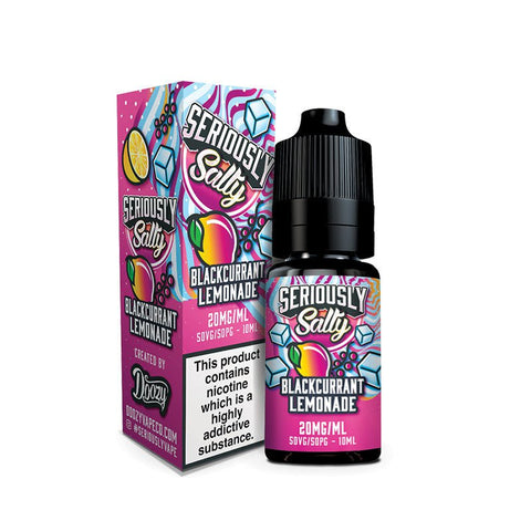 Seriously Salty 10ml Nic Salt E-Liquid Blackcurrant Lemonade / 5mg On White Background