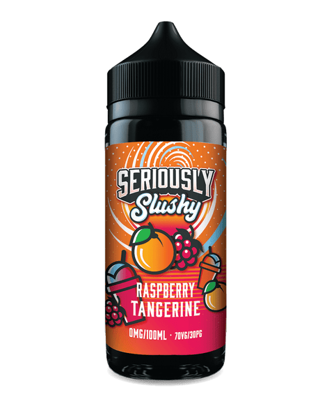 Seriously Slushy 100ml Shortfill E-Liquid by Doozy Vape Co Raspberry Tangerine On White Background