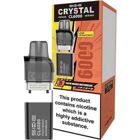 SKE Crystal CL6000 Replacement Pods Peach Mango Watermelon