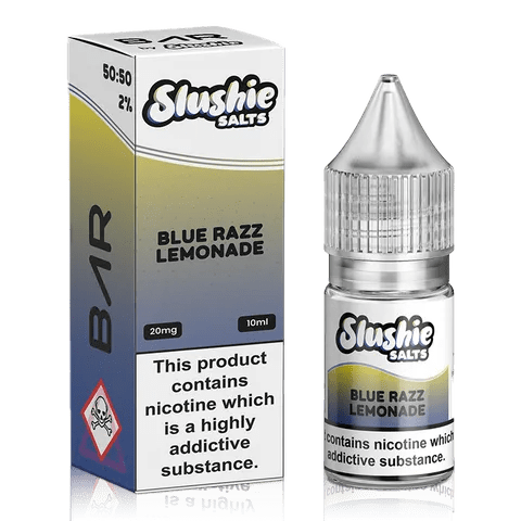 Slushie Bar Salt E-Liquids Blue Razz Lemonade / 10mg On White Background