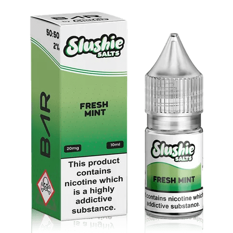 Slushie Bar Salt E-Liquids Fresh Mint / 10mg On White Background