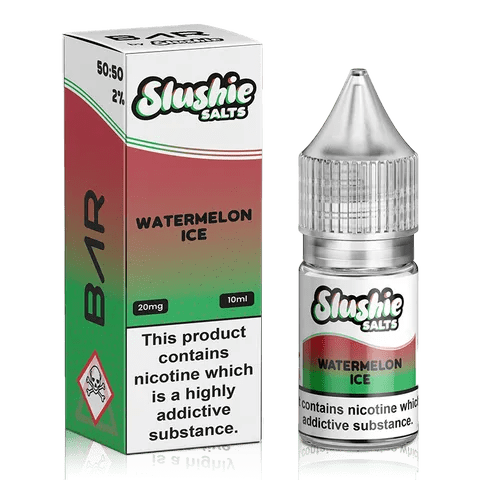 Slushie Bar Salt E-Liquids Watermelon Ice / 10mg On White Background