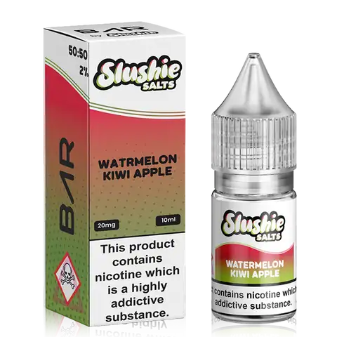 Slushie Bar Salt E-Liquids Watermelon Kiwi Apple / 10mg On White Background