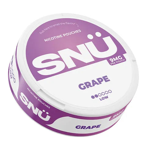 snu grape 9mg nicotine pouch on white background