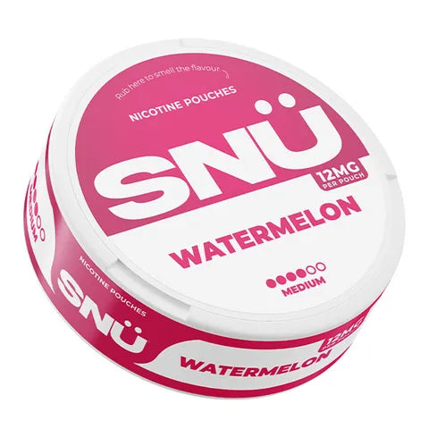 snu watermelon 12mg nicotine pouch on white background