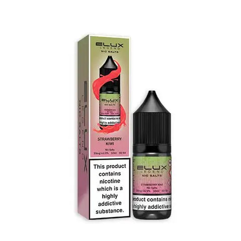 strawberry kiwi elux legend nic salt eliquids on white background