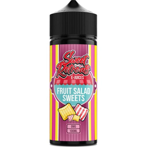 Sweet Retreats 100ml Shortfill E-Liquid Fruit Salad Sweets On White Background