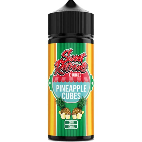 Sweet Retreats 100ml Shortfill E-Liquid Pineapple Cubes On White Background