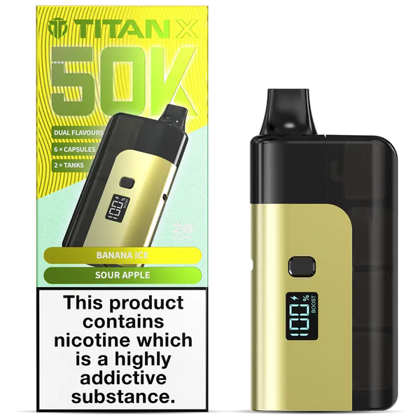Titan X 50k Prefilled Vape Kit Banana Ice + Sour Apple