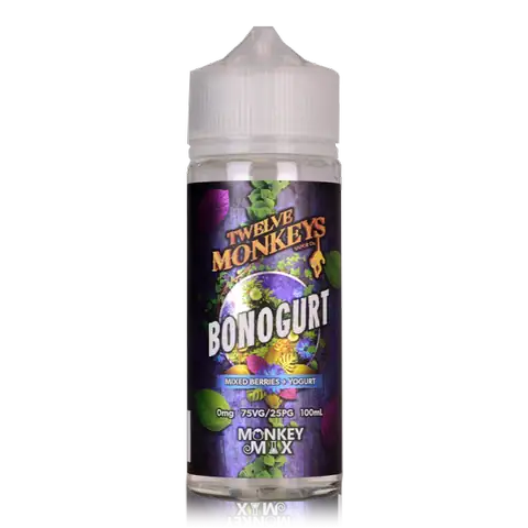 Twelve Monkeys E-Liquid 100ml Shortfill Bonogurt On White Background