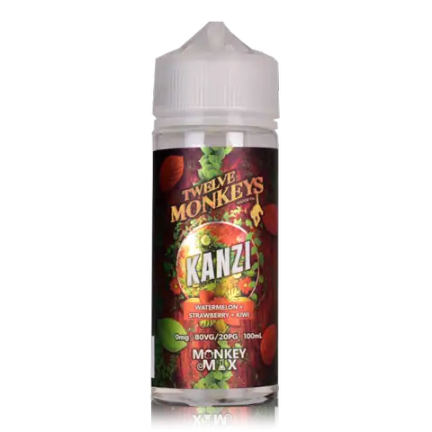 Twelve Monkeys E-Liquid 100ml Shortfill Kanzi On White Background