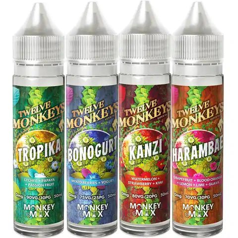 Twelve Monkeys E-Liquid 50ml Shortfill On White Background