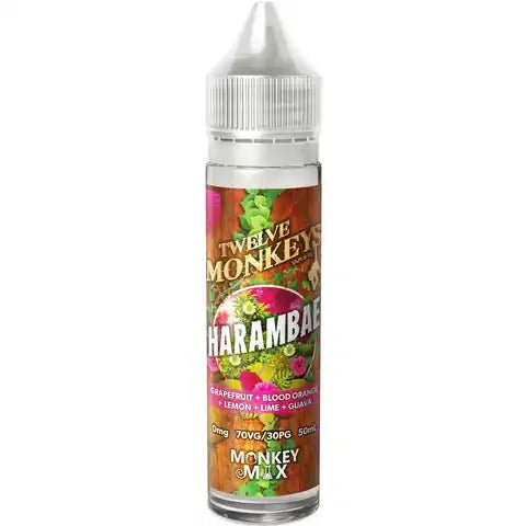 Twelve Monkeys E-Liquid 50ml Shortfill Harambae On White Background