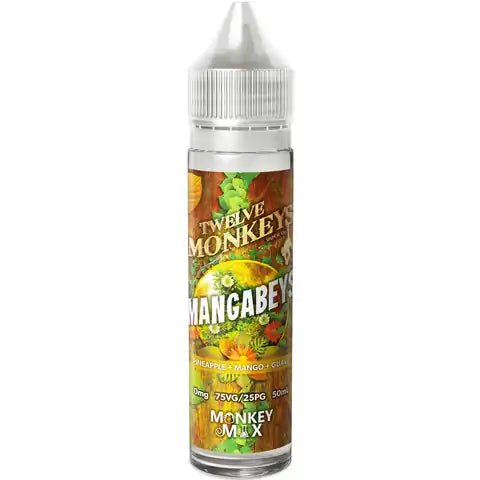 Twelve Monkeys E-Liquid 50ml Shortfill Mangabeys On White Background