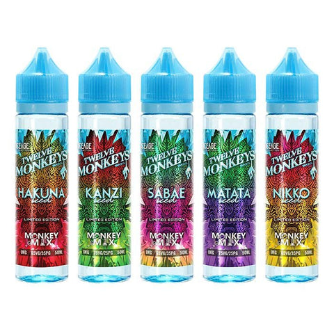 Twelve Monkeys Ice Age E-Liquid 50ml Shortfill On White Background