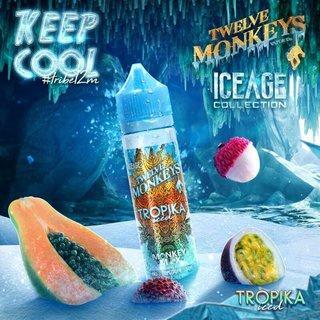 Twelve Monkeys Ice Age E-Liquid 50ml Shortfill Tropika Iced On White Background