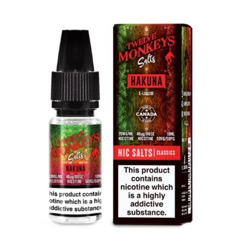 Twelve Monkeys Nic Salt E-Liquids Hakuna / 10mg On White Background