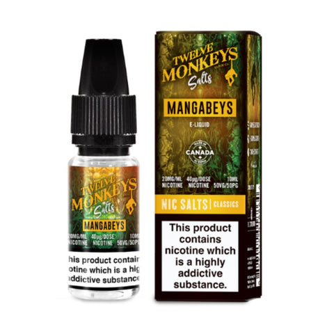 Twelve Monkeys Nic Salt E-Liquids Mangabeys / 10mg On White Background