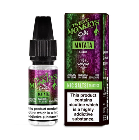 Twelve Monkeys Nic Salt E-Liquids Matata / 10mg On White Background