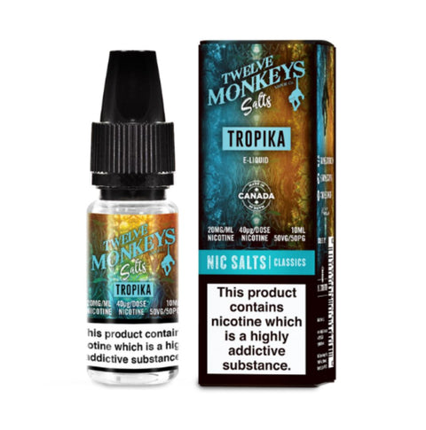 Twelve Monkeys Nic Salt E-Liquids Tropika / 10mg On White Background