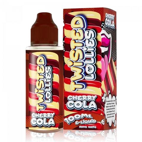 Twisted Lollies 100ml Shortfill E-Liquid Cherry Cola On White Background