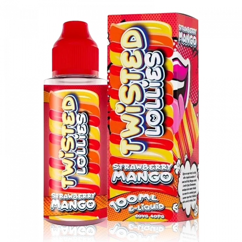 Twisted Lollies 100ml Shortfill E-Liquid Strawberry Mango On White Background