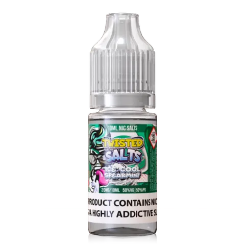 Twisted Salts 10ml Nic Salt E-Liquids 20mg / Ice Cool Spearmint On White Background