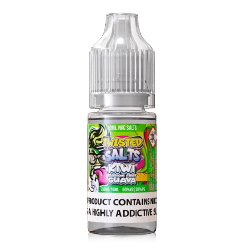 Twisted Salts 10ml Nic Salt E-Liquids 20mg / Kiwi Passion Fruit Guava On White Background