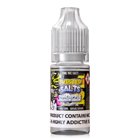 Twisted Salts 10ml Nic Salt E-Liquids 20mg / Pineapple Blackjack On White Background