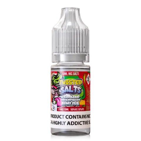 Twisted Salts 10ml Nic Salt E-Liquids 20mg / Strawberry Watermelon Kiwi ICE On White Background