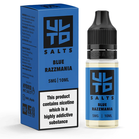 ULTD E-Liquids 10ml Nic Salts 10mg / Blue Razzmania On White Background