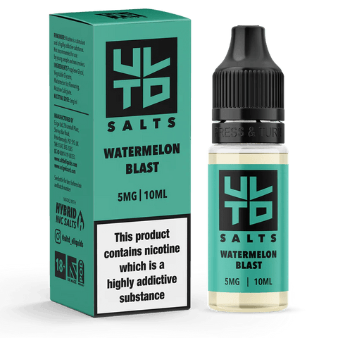 ULTD E-Liquids 10ml Nic Salts 10mg / Watermelon Blast On White Background