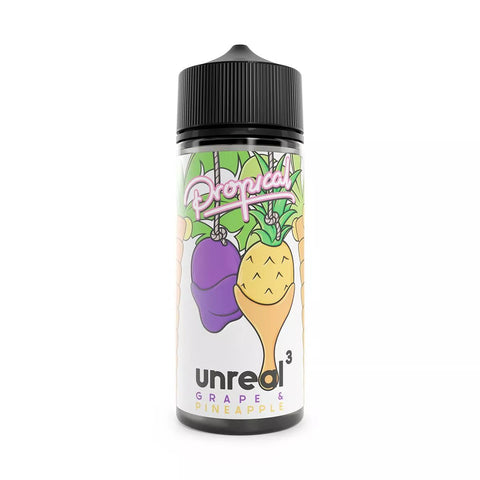 Unreal 3 Propical 100ml Shortfill E-Liquids Grape & Pineapple On White Background