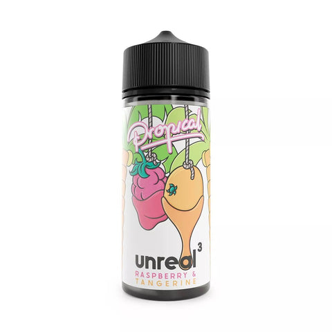 Unreal 3 Propical 100ml Shortfill E-Liquids Raspberry & Tangerine On White Background