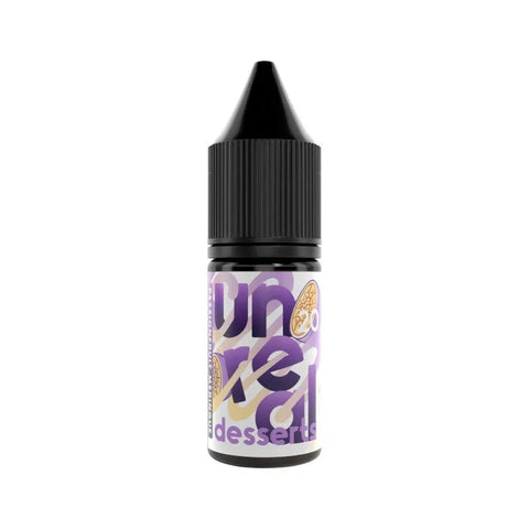 unreal desserts passionfruit meringue 10ml nic salt on white background