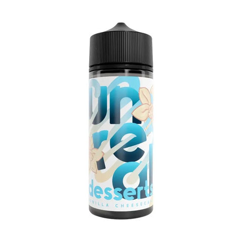 unreal desserts vanilla cheesecake 100ml on white background