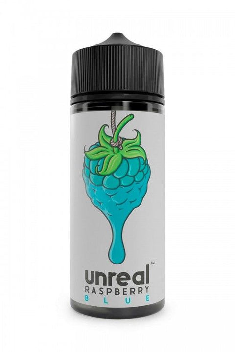 Unreal Raspberry 100ml Shortfill E-Liquid Blue On White Background