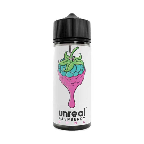 Unreal Raspberry 100ml Shortfill E-Liquid Pink On White Background