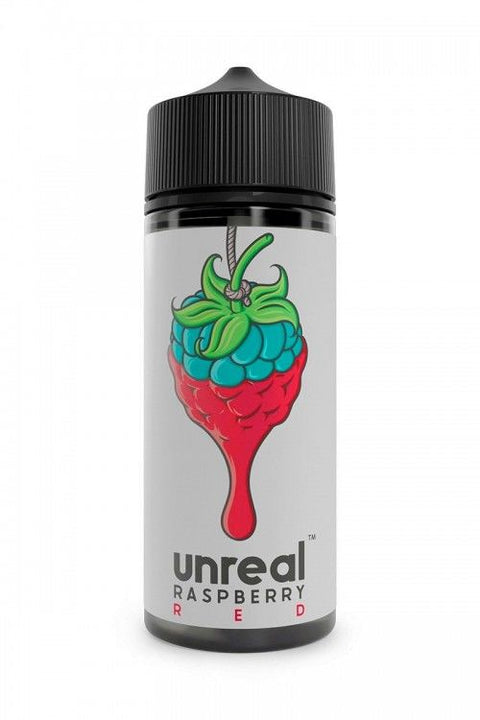 Unreal Raspberry 100ml Shortfill E-Liquid Red On White Background