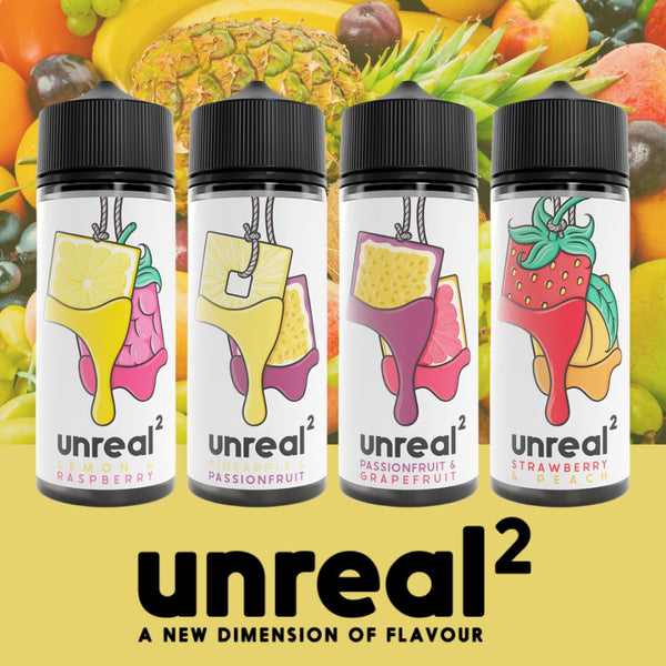 Unreal2 100ml Shortfill E-Liquid On White Background